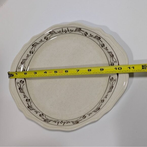 Syracuse China 12-C Beige Brown Scalloped Dinner Plate Floral Vine - Picture 3 of 6